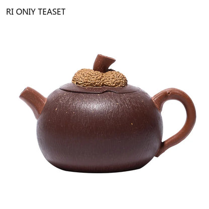 3.7" Yixing Purple Clay Teapots Famous Handmade Mangosteen Model Tea Pot Tea Set