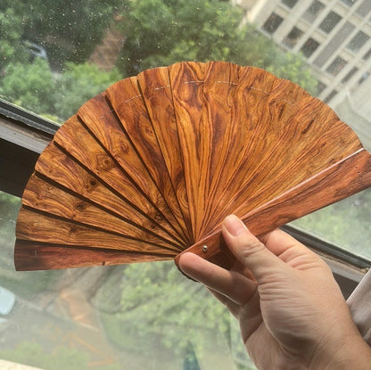 Premium Hainan Huanghuali Ghost Eye Folding Fan 18x31cm