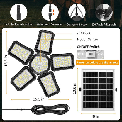Solar Shed Light Indoor Outdoor, Upgrade Large 267LED Solar Powered Motion Senso