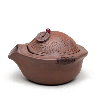 Chinese Yixing Zisha Purple Mud Sand Pottery Handmade 140cc Tortoiseshell Teapot