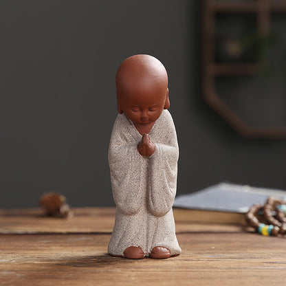 Chinese art decoration creative table ornament zisha purple clay tea pet monk