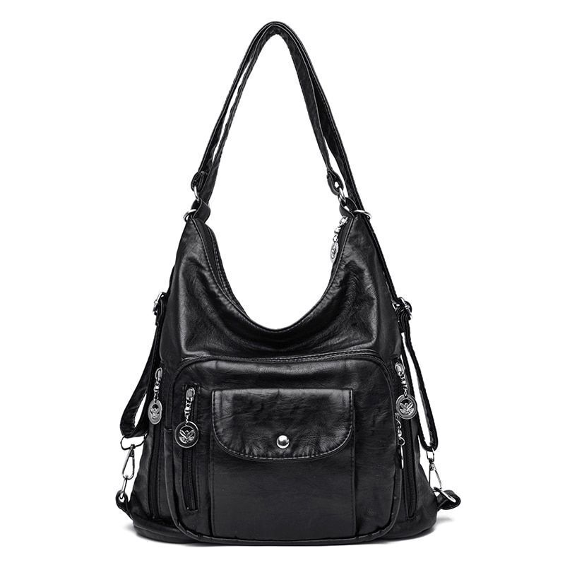 Women Handbag Solid Color Messenger Bag Large Shoulder Bag Synthetic Leather Bag