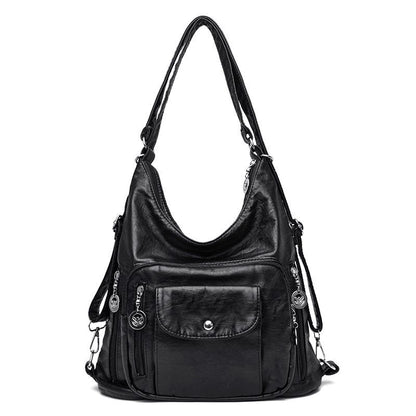 Women Handbag Solid Color Messenger Bag Large Shoulder Bag Synthetic Leather Bag
