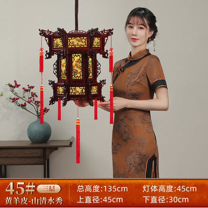 Palace Lantern Carved Wooden Chinese Lantern Balcony Red Outdoor Decoracion