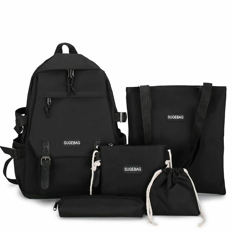 Backpacks 5 Piece Sets Casual School Bags Teenage Girls Womens Travel Bookbags