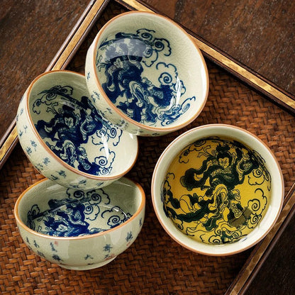 100ml Pottery Clay Blue and White Master's Cup Personal Cup Household Tea Set