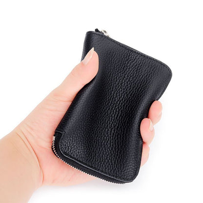 Genuine Leather Short Wallet Card Holders Small Coin Purse Zipper Slim Money Bag