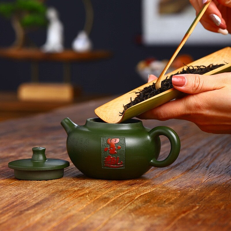 Marked Tea Pot Real Yixing Zisha Republic Green Clay Master Pot Handmade Craft
