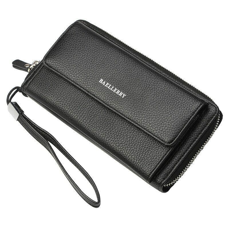 Long Leather Wallet Men Phone Clutch Bag Coin Purses Credit Card Zip Blocking