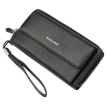 Long Leather Wallet Men Phone Clutch Bag Coin Purses Credit Card Zip Blocking
