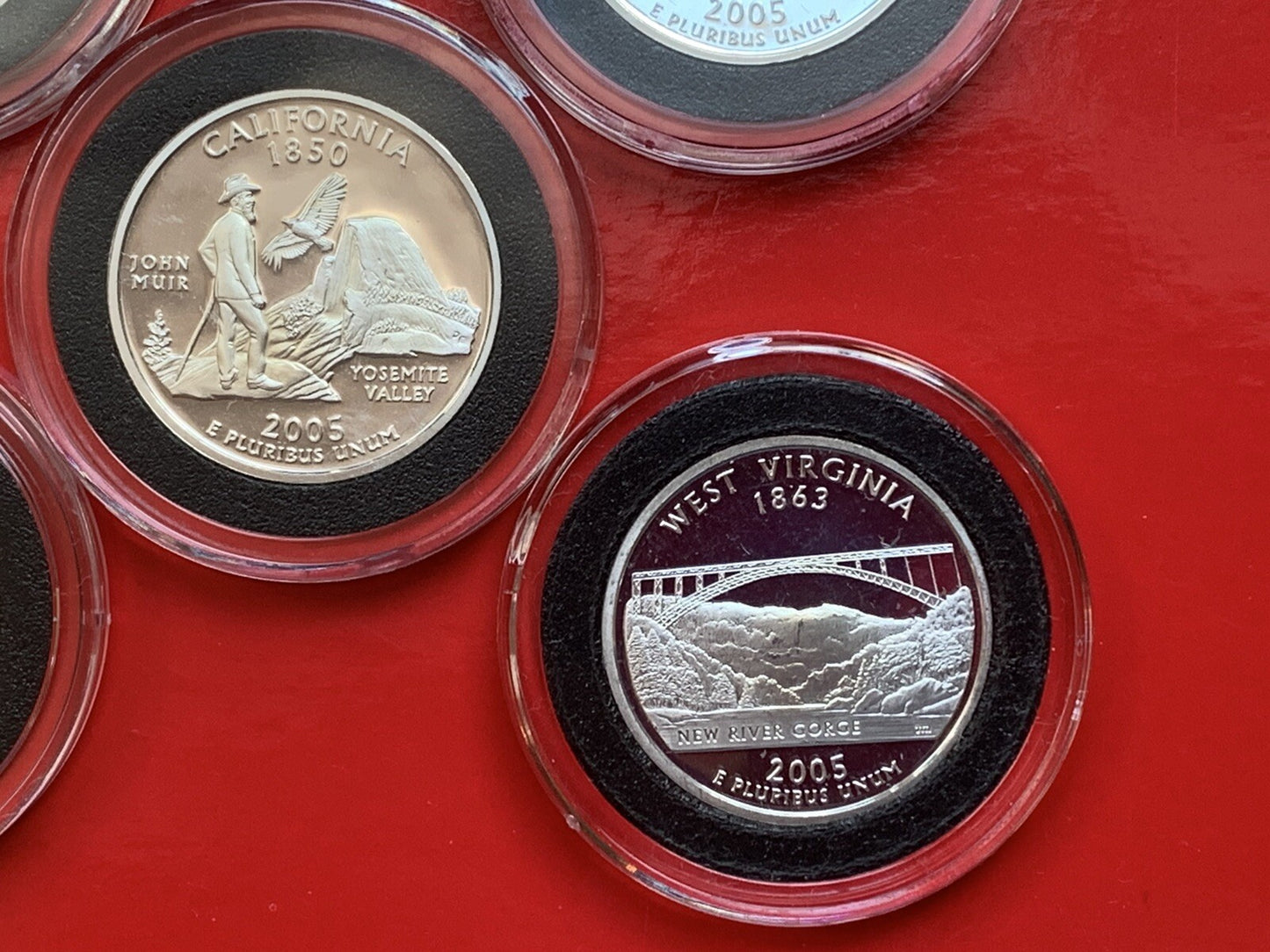 2005 S State Quarters Silver GEM Proof 5-Coins Set CA OR MN KS WV States SF Mint
