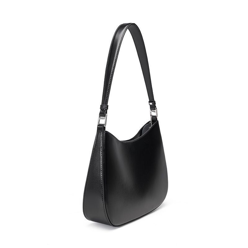 Underarm Bags Black Genuine Leather Tote Hobo Bags Handbags 28*6*18 CM Polyester
