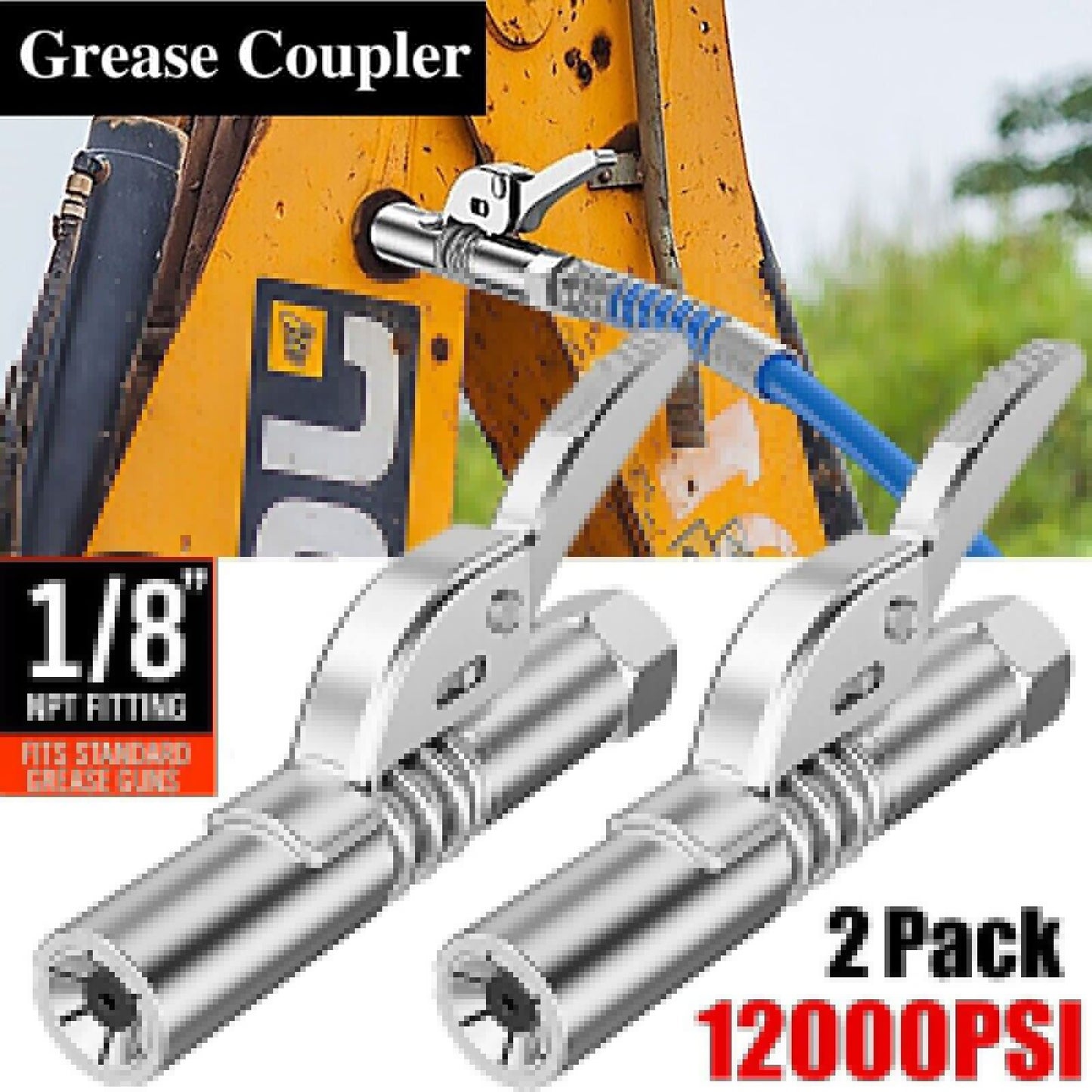 2Pcs 12000PSI High Pressure Grease Coupler Nozzle Pump Oil Injection Nozzles