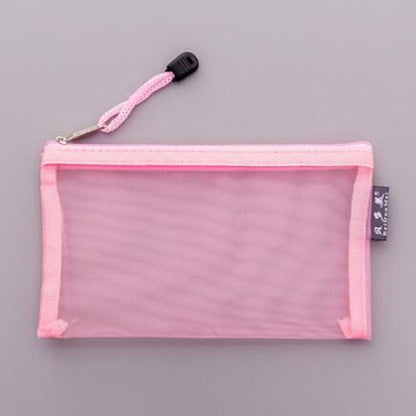 1Pc Transparent Grid Zipper Bag Pencil Case Storage Package 11*20CM PVC Cosmetic