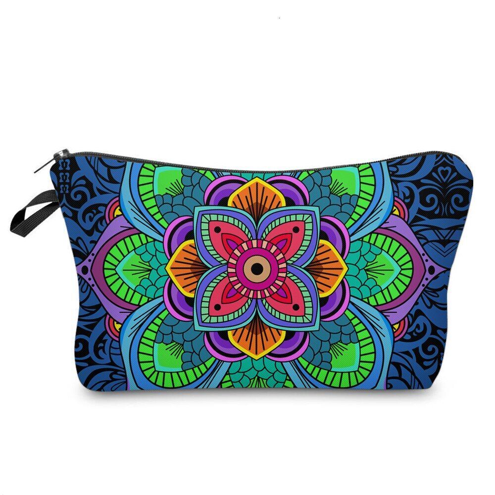 Cosmetic Bag Waterproof Printing Turtle Leaf Toilet Bag - Thumbnail 4