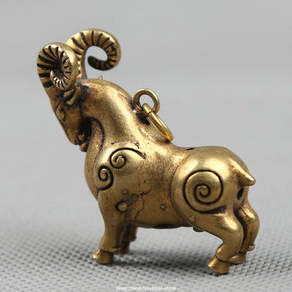 41MM Small Chinese Bronze Lovable Zodiac Animal Sheep Goat Wealth Statue