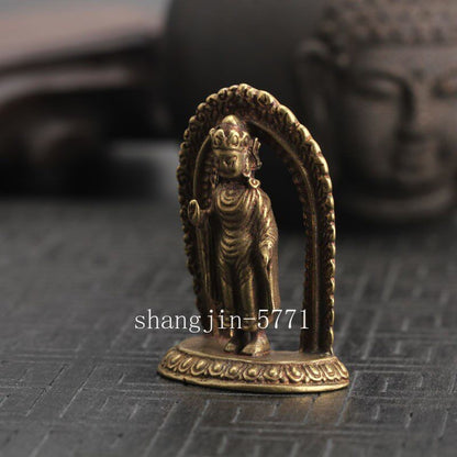5CM Old Chinese Dynasty Bronze Buddhism Guanyin Kwanyin Buddha Statue