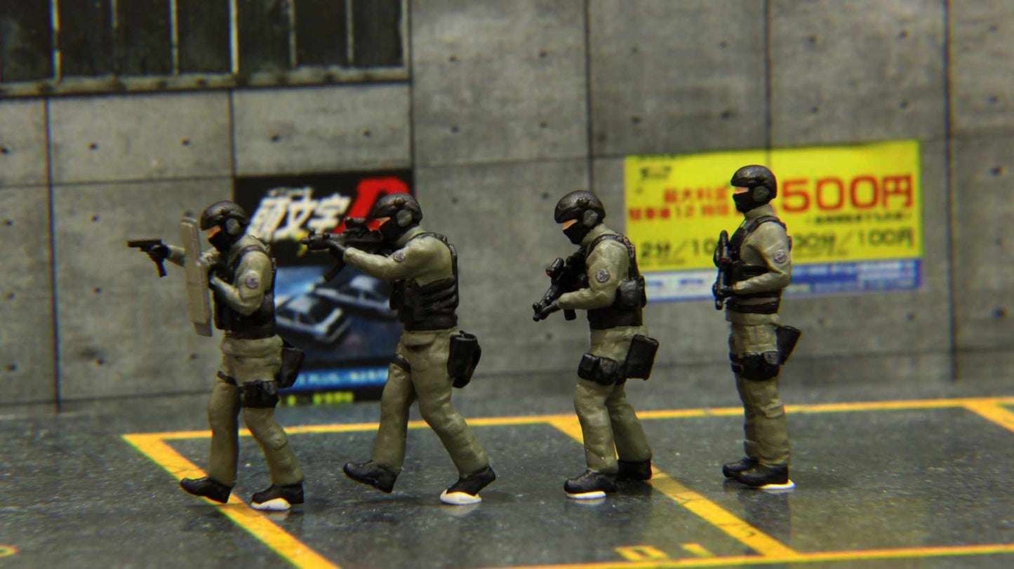 NEW 1:64 Scale Hong Kong police S.D.U. Team Figure 4pcs for 1/64 Car Model