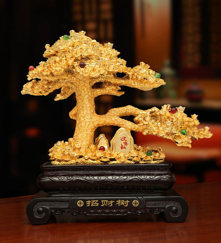 Feng Shui Resin Statue Money Tree Wealth Tree of Life Bonsai Tree Lucky Tree