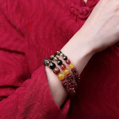 10mm Red Vermilion Bracelet Vintage Pearl Bracelet Amulet Natural Jewelry