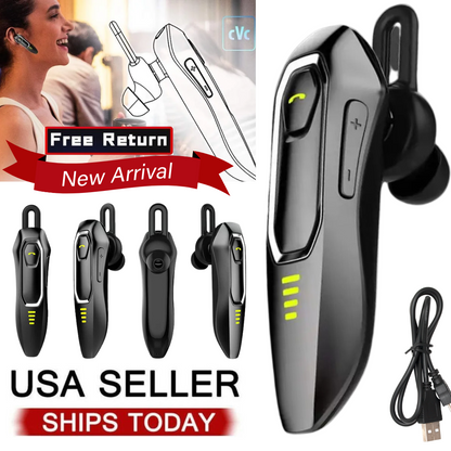 Bluetooth 5.0 Earpiece Wireless Headset Noise Cancelling Earbuds Driving Trucker