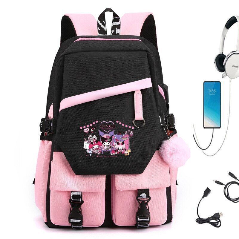Kuromi Fashion Backpack Shoulder Bags School Students Bags Cinnamoroll Backpacks