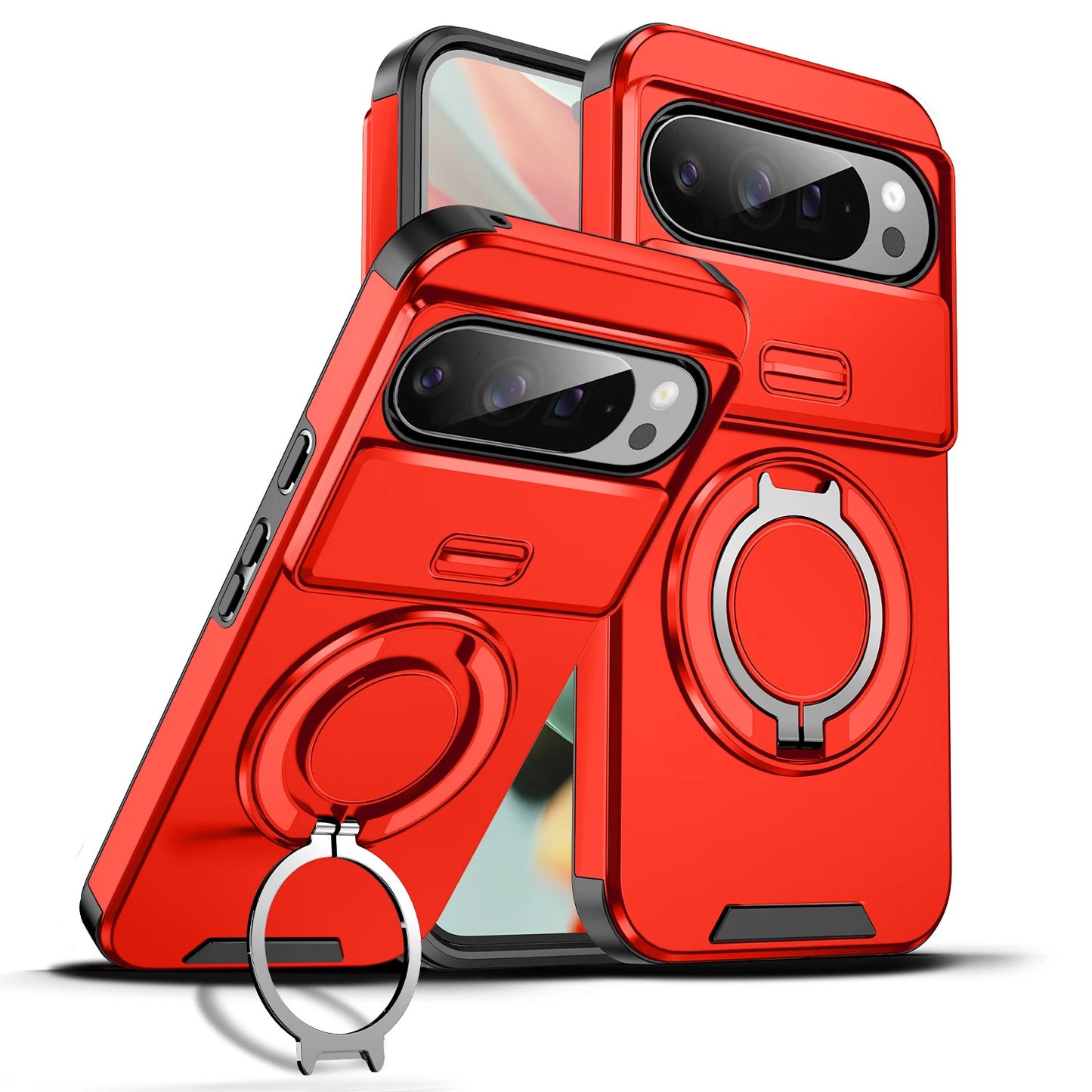 For Google Pixel 11Pro XL/10Pro XL Slide Camera Cover Ring Stand Protective Case