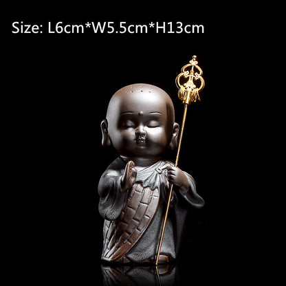 Yixing Zisha Tea Pet House Warming Gift Study Decoration Handmade Monk Statue