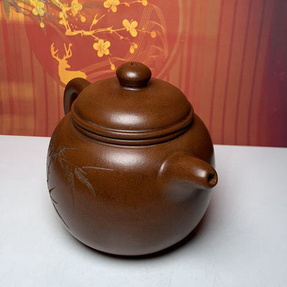 Chinese Yixing Purple Clay Teapot Zisha Ceramic Bamboo Teaware Collectible Rare