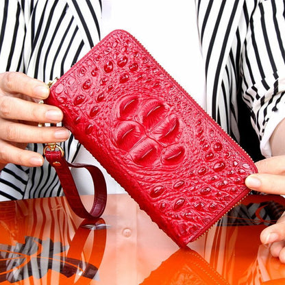 Genuine Leather Wallet Print Luxury Women Purse Cotton 17.5x4.5x9 Cm Traveling