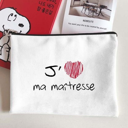 Canvas Makeup Bag White Cosmetic Beauty Organizer Toiletry Storage Pouch Purse