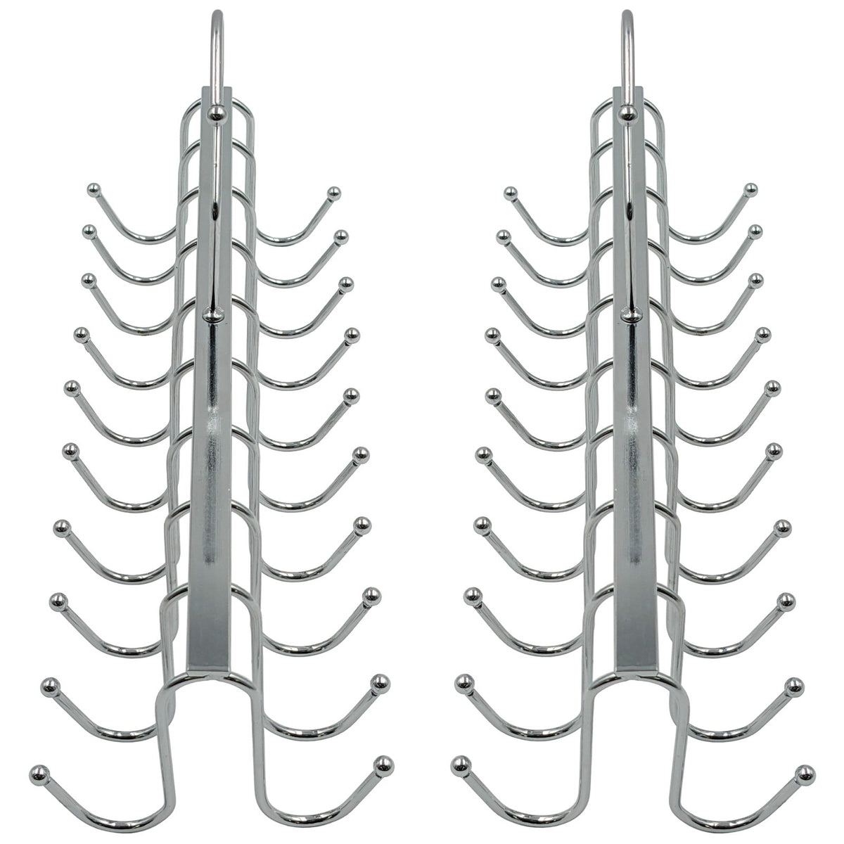 2 Pack 20-Hook Chrome Closet Hangers for Belts, Ties, Bras, Scarves