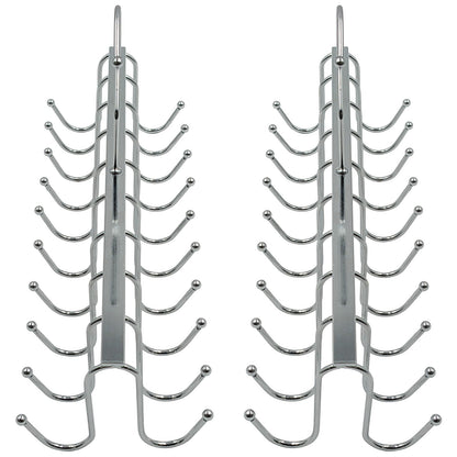 2 Pack 20-Hook Chrome Closet Hangers for Belts, Ties, Bras, Scarves