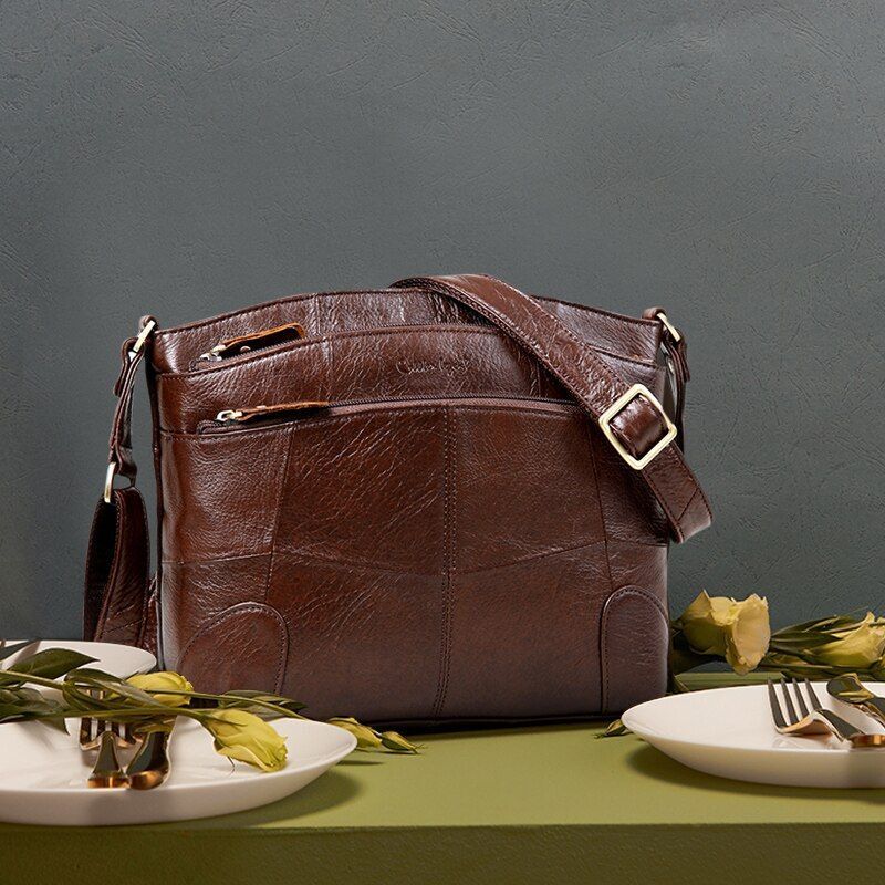 Women Shoulder Crossbody Bag Genuine Leather Large Handbags Vintage Luxury Bags