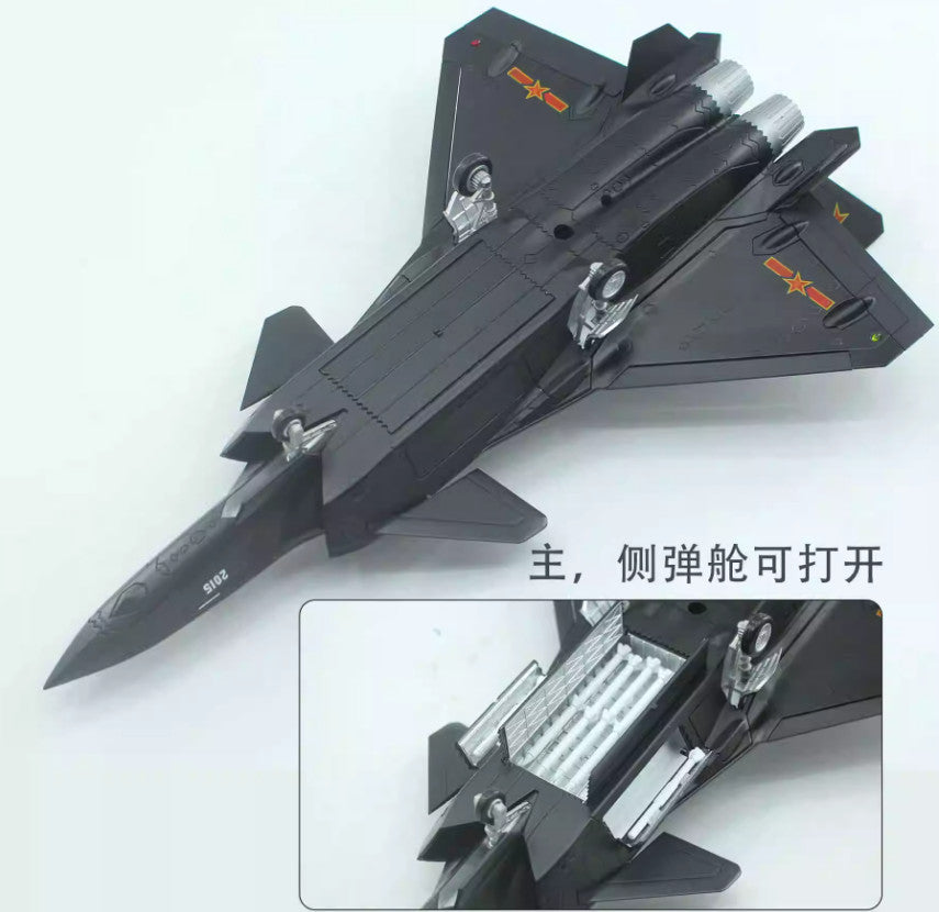 1:60 35CM China J-20 Stealth Fighter Jet Plane Diecast Military Aircraft Model