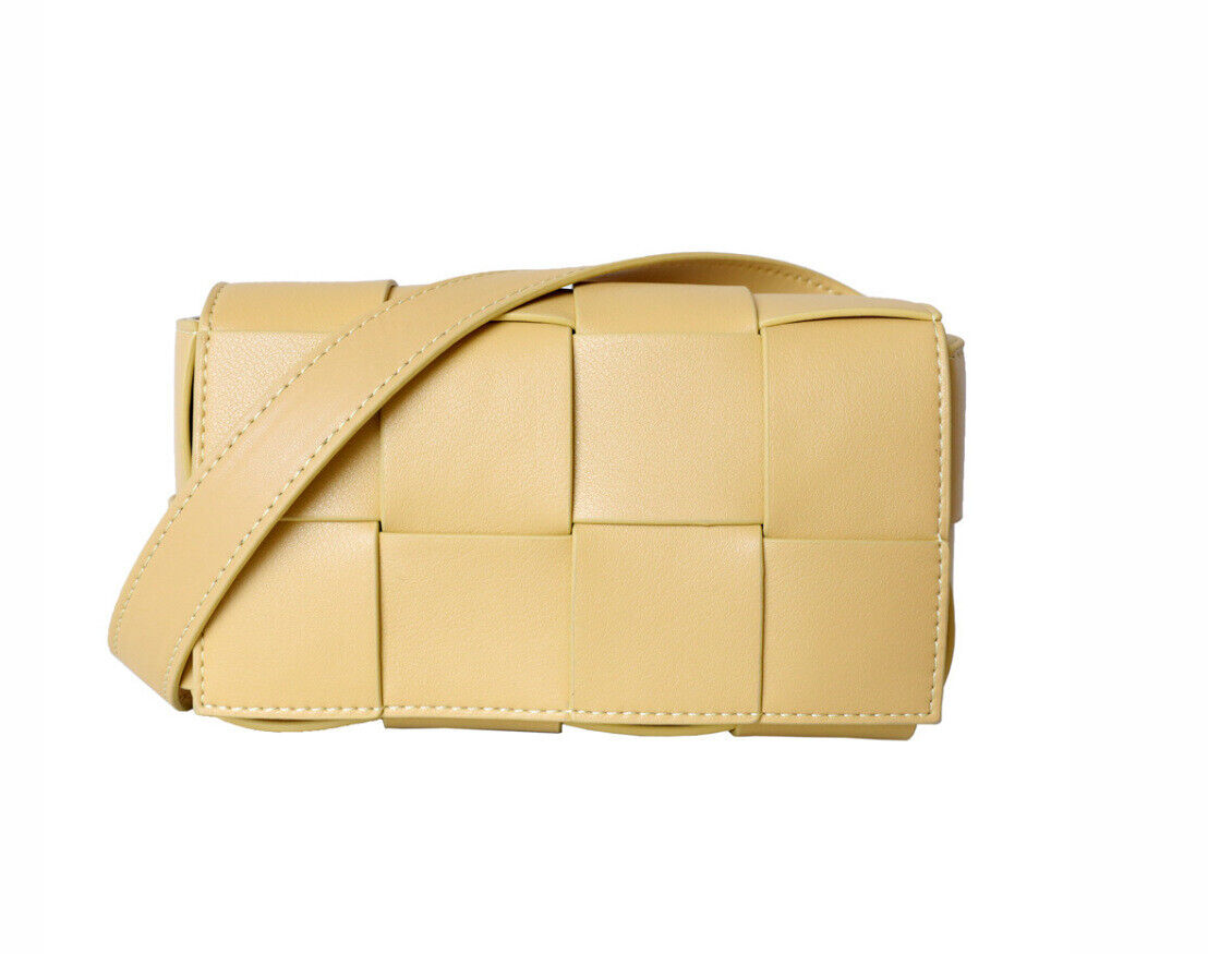 Mini Woven Real Leather Belt Bag Crossbody Sling Fanny Waist Pack Chain Clutch
