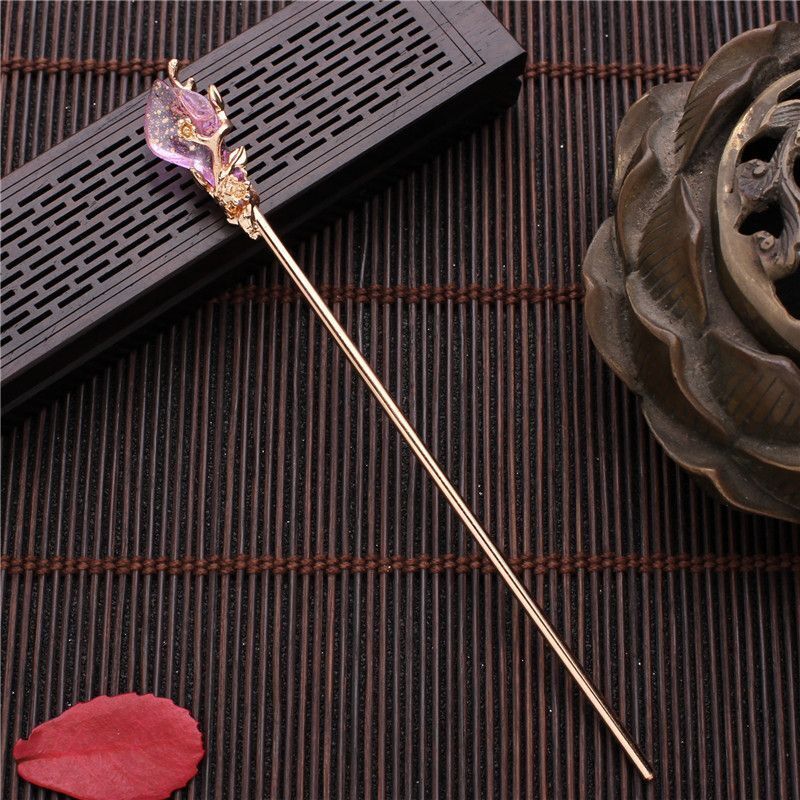 Women Hair Stick Metal Glaze Chopstick Hairwear Retro Chinese Hanfu Accessories
