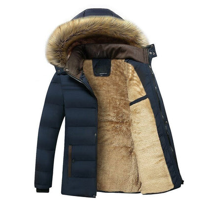 Winter New Warm Fleece Parkas Men Hooded Fur Collar Jacket Coat Men Parkas Men