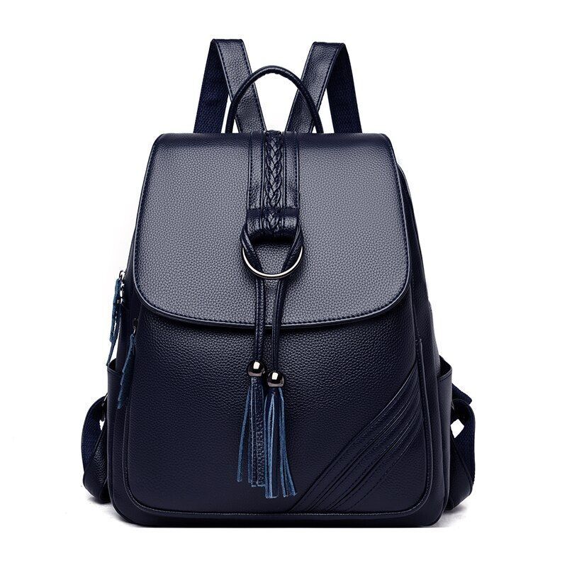 Women Backpack Soft Genuine Leather Fashionable Travelling Bag Softback Red Blue