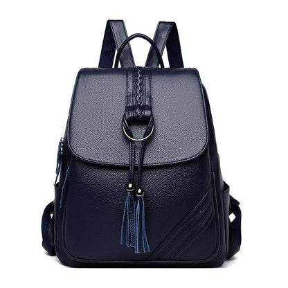 Women Backpack Soft Genuine Leather Fashionable Travelling Bag Softback Red Blue