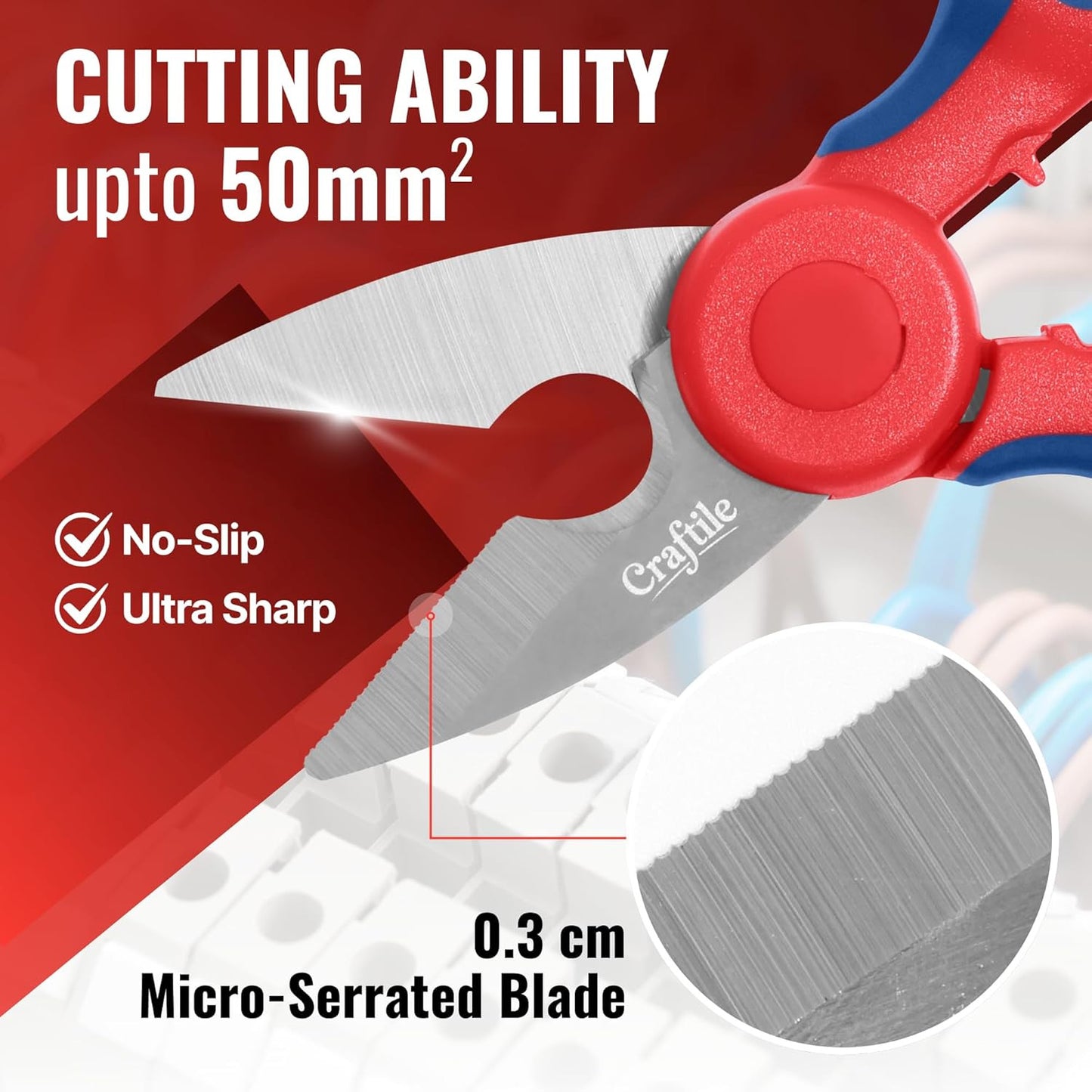 6-Inch Electrician Scissors – Heavy Duty Stainless Steel Electrical Scissor with