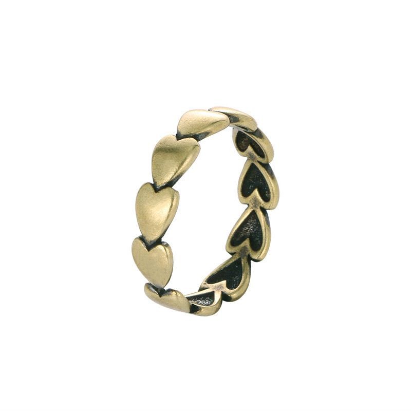 Vintage Brass Heart Ring Adjustable Open Retro Bronze Finger Ring