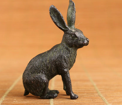 Rare Collection Chinese bronze hand made rabbit statue figure gift table deco