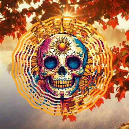 CIFbuy Metal Wind Chime Skull Floral Note Outdoor Garden Patio Decor
