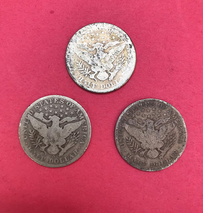 1907 1904O 1899 Barber Liberty Head Silver Half Dollar 3 Coins Money USA 美国宪法银币