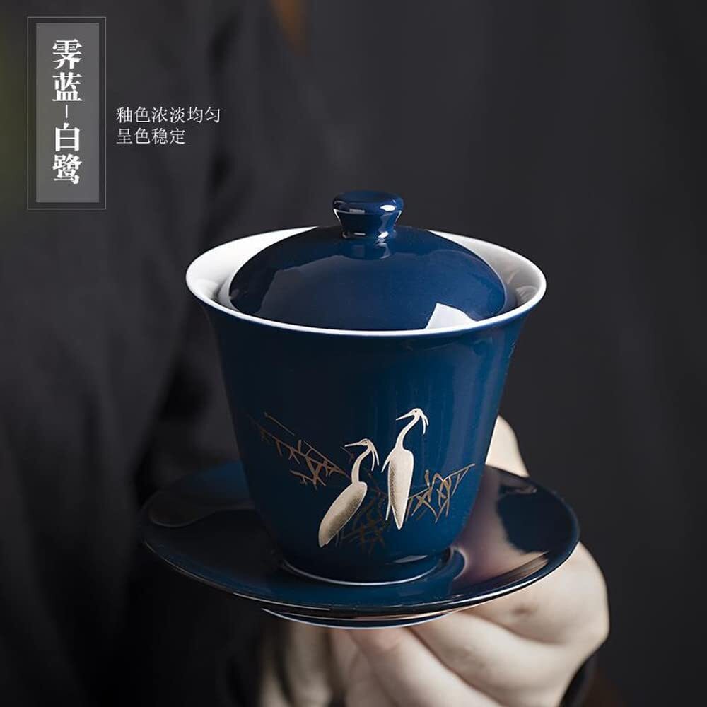 160ml Ceramic Gaiwan Bowl Kung Fu Tea Set Handmade Teacup Tureen Tea Decor
