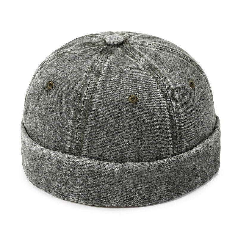 Men's Retro Brimless Hat Skull cap Sailor Cap Beanie Rolled Cuff Adjustable*