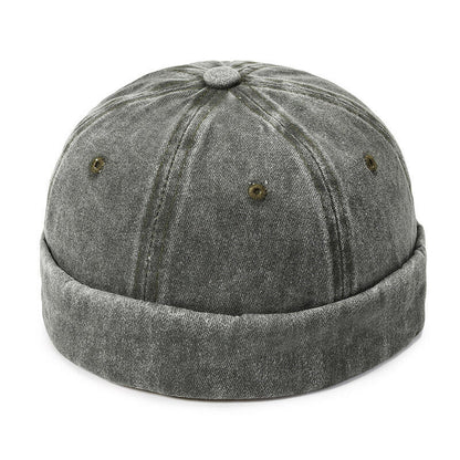 Men's Retro Brimless Hat Skull cap Sailor Cap Beanie Rolled Cuff Adjustable*