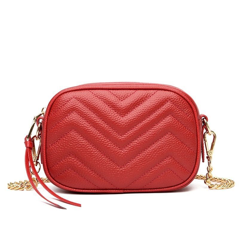 Tassel Sling Handbags Genuine Leather Quilted Shell Chain Vintage Shoulder Purse
