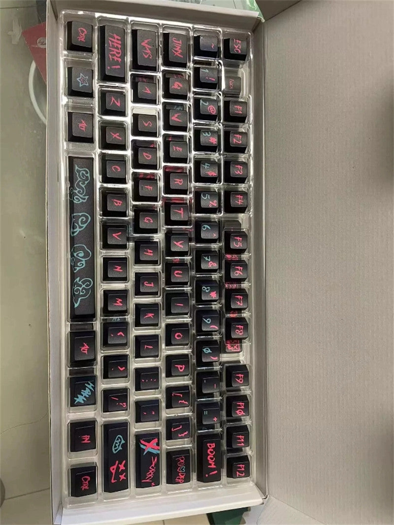 New Game League of Legends Jinx Theme Keycaps for Mechanical Keyboard 108 Keys